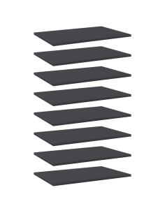 Ripiani per Libreria 8pz Grigi 60x40x1,5cm in Legno Multistrato 2