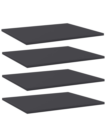 Ripiani per Libreria 4pz Grigi 60x50x1,5cm in Legno Multistrato