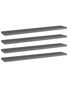 Ripiani per Libreria 4pz Grigio Lucido 60x10x1,5cm Multistrato 2