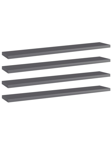 Ripiani per Libreria 4pz Grigio Lucido 60x10x1,5cm Multistrato
