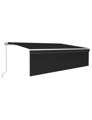 Tenda Sole Retrattile Manuale Parasole LED 5x3m Antracite