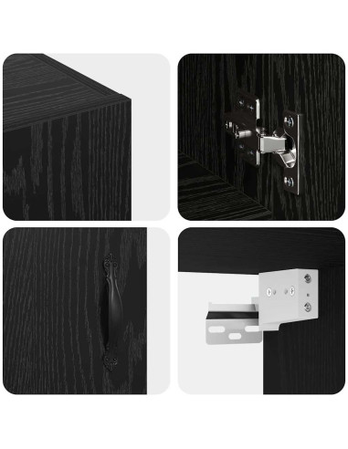 Mobiletto a muro Rovere Nero 60 x 31 x 60 cm Legno multistrato