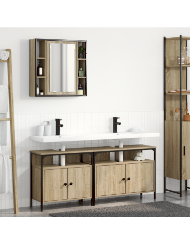 Set di mobili per il bagno 3 pcs Marrone Legno multistrato
