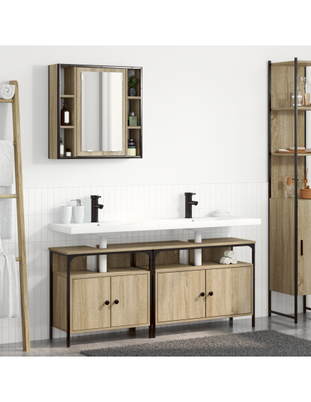 Set di mobili per il bagno 3 pcs Marrone Legno multistrato