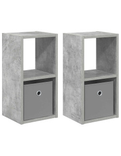 Comodino con cassetto 2 pcs Grigio cemento 25,5 x 22 x 49,5 cm 2