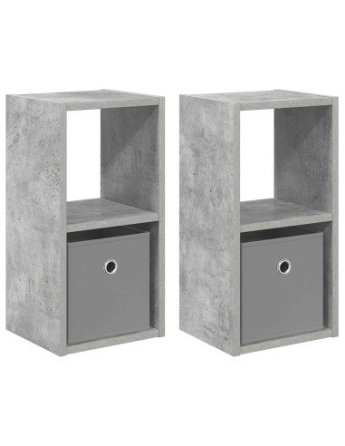 Comodino con cassetto 2 pcs Grigio cemento 25,5 x 22 x 49,5 cm