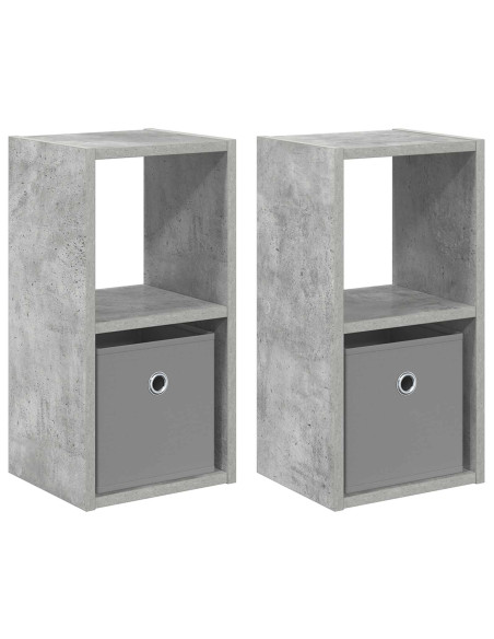 Comodino con cassetto 2 pcs Grigio cemento 25,5 x 22 x 49,5 cm