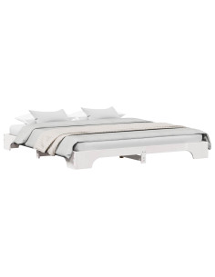 Struttura del letto Bianco 200 x 200 cm Pino massello 2