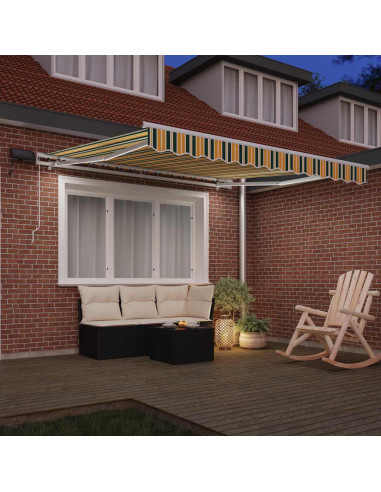 Tenda Retrattile Verde e giallo 350 x 250 cm Tessuto e acciaio