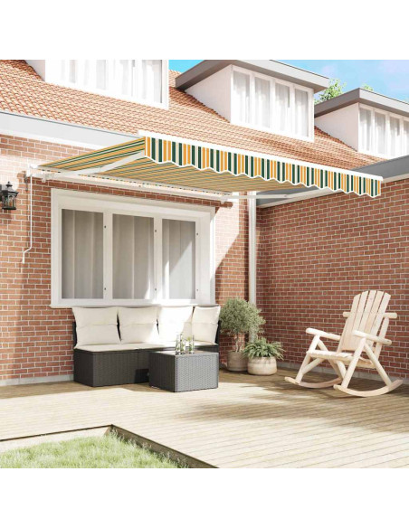 Tenda Retrattile Verde e giallo 350 x 250 cm Tessuto