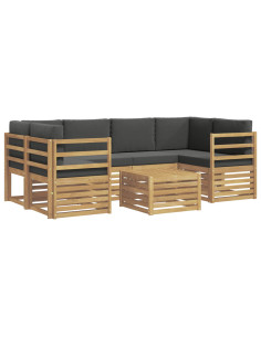 Set di divani da esterno 7 pcs Bianco e Antracite Poliestere 2