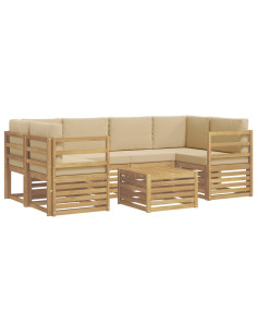 Set di divani da esterno 7 pcs Bianco e Beige Poliestere 2