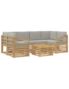 Set di divani da esterno 7 pcs Bianco e Grigio Chiaro 2