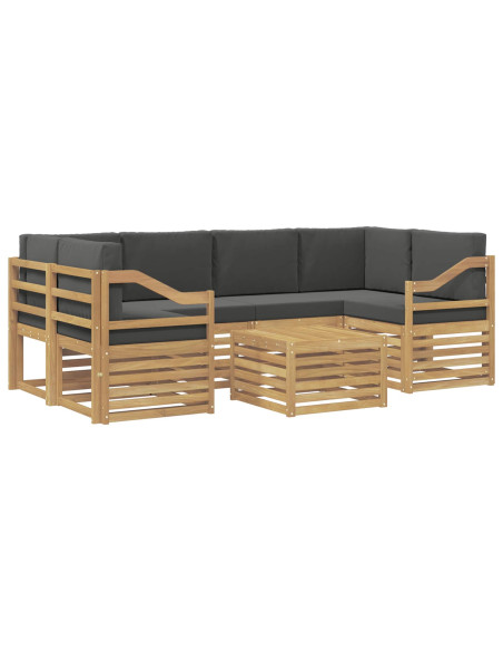 Set di divani da esterno 7 pcs Bianco e Antracite Poliestere
