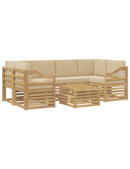 Set di divani da esterno 7 pcs Bianco e Beige Poliestere