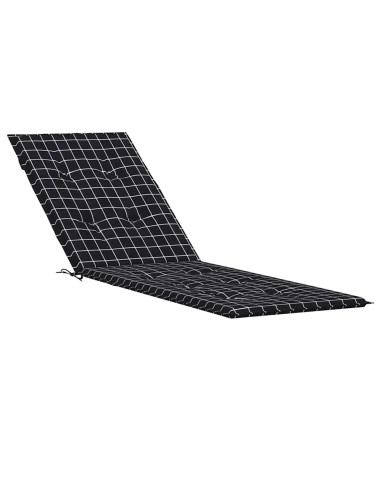 Cuscino per Sedia Sdraio Motivo a Quadri Nero in Tessuto Oxford