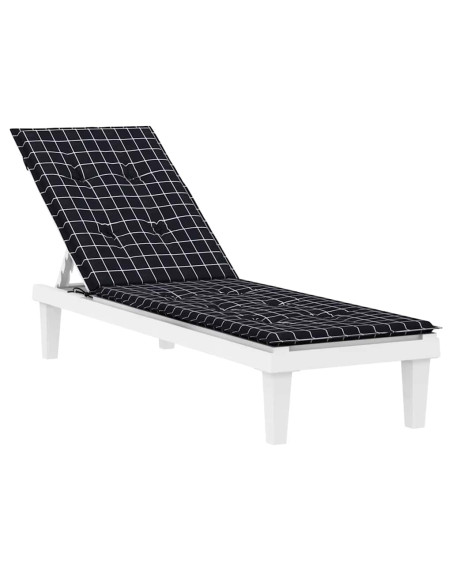 Cuscino per Sedia Sdraio Motivo a Quadri Nero in Tessuto Oxford
