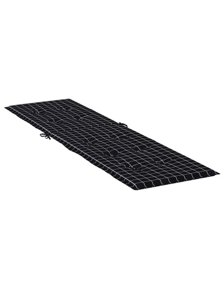 Cuscino per Sedia Sdraio Motivo a Quadri Nero in Tessuto Oxford