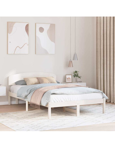 Struttura del letto Bianco 140 x 190 cm Pino massello