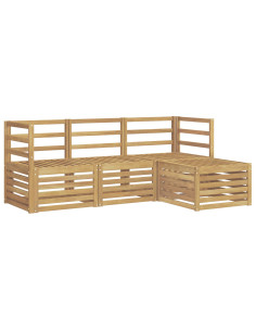 Set di divani da esterno 4 pcs Bianco Legno di Acacia Massello 2