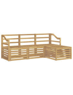 Set di divani da esterno 4 pcs Bianco Legno di Acacia Massello 2