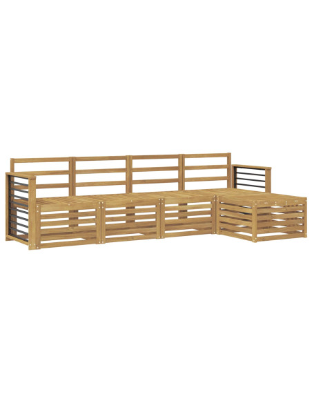 Set di divani da esterno 5 pcs Bianco Legno di Acacia Massello