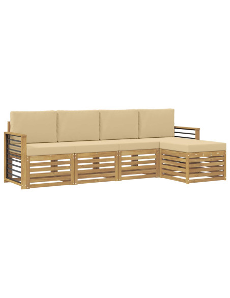 Set di divani da esterno 5 pcs Bianco e Beige Poliestere