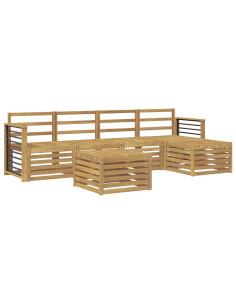 Set di divani da esterno 6 pcs Bianco Legno di Acacia Massello 2