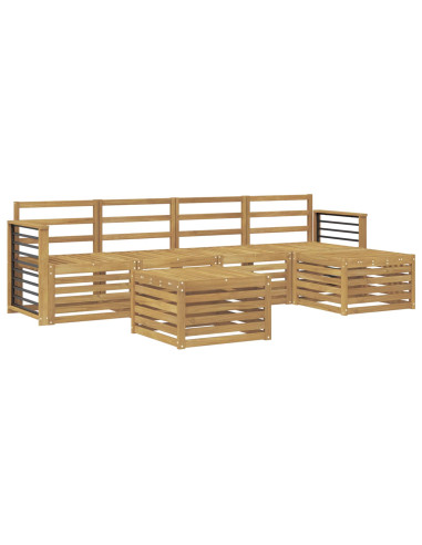 Set di divani da esterno 6 pcs Bianco Legno di Acacia Massello