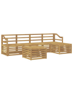 Set di divani da esterno 6 pcs Bianco Legno di Acacia Massello 2
