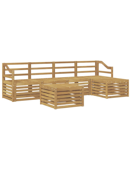 Set di divani da esterno 6 pcs Bianco Legno di Acacia Massello