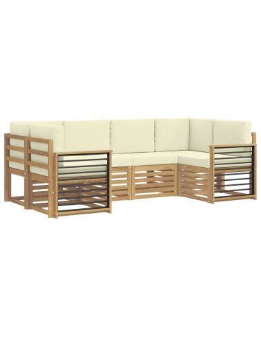 Set divano sezionale 6 pcs Bianco e Crema Poliestere