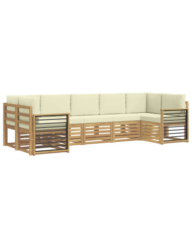 Set divano sezionale 7 pcs Bianco e Crema Poliestere