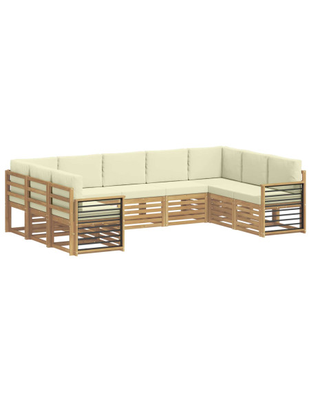 Set divano sezionale 9 pcs Bianco e Crema Poliestere