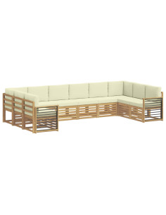 Set divano sezionale 10 pcs Bianco e Crema Poliestere 2