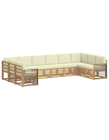 Set divano sezionale 10 pcs Bianco e Crema Poliestere