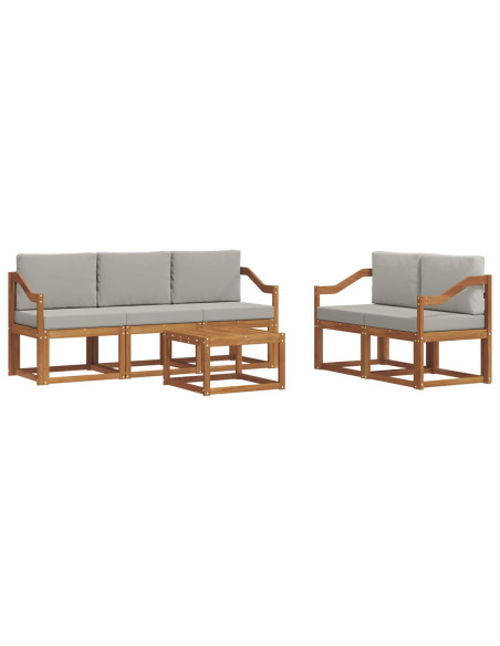 Set di divani da esterno 6 pcs Grigio Naturale e Chiaro
