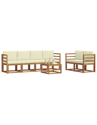 Set di divani da esterno con cuscino 7 pcs Naturale e Crema