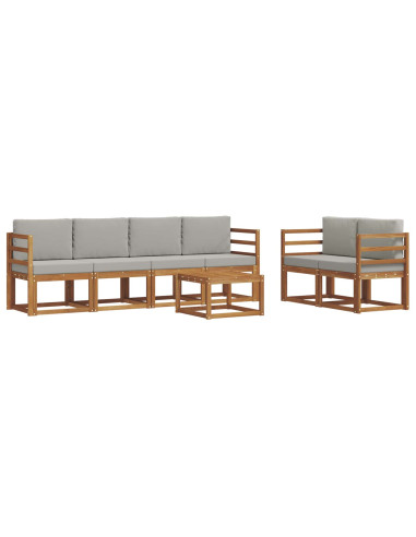 Set di divani da esterno 7 pcs Grigio Naturale e Chiaro