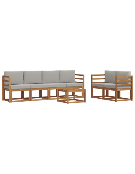 Set di divani da esterno 7 pcs Grigio Naturale e Chiaro