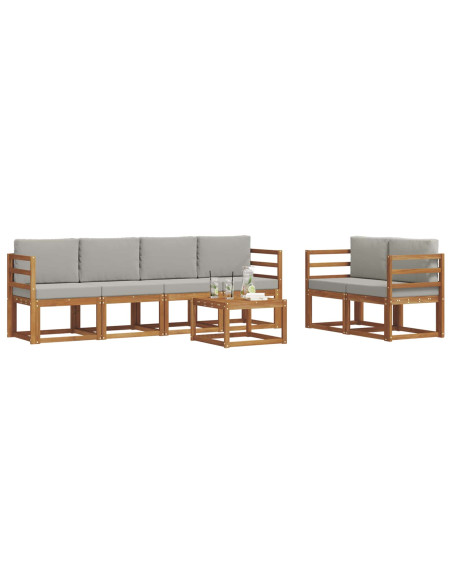 Set di divani da esterno 7 pcs Grigio Naturale e Chiaro