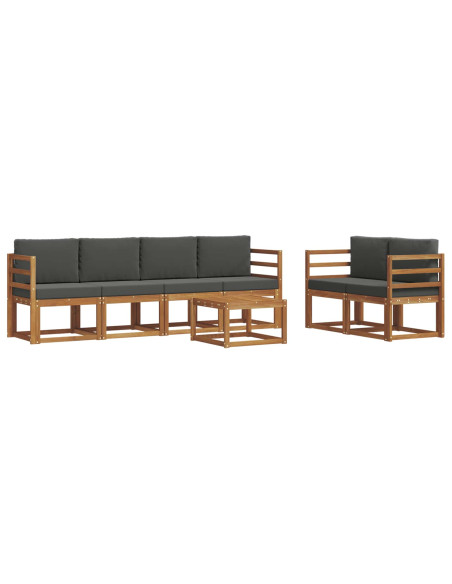 Set di divani da esterno con cuscino 7 pcs Naturale e Antracite