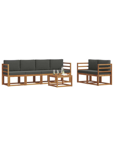 Set di divani da esterno con cuscino 7 pcs Naturale e Antracite