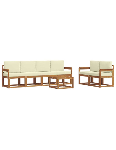 Set di divani da esterno con cuscino 7 pcs Naturale e Crema