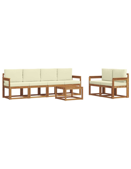 Set di divani da esterno con cuscino 7 pcs Naturale e Crema