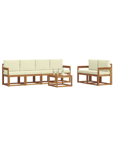 Set di divani da esterno con cuscino 7 pcs Naturale e Crema