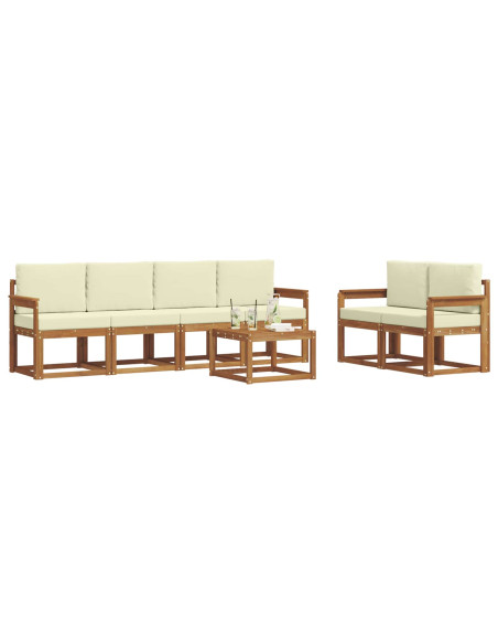 Set di divani da esterno con cuscino 7 pcs Naturale e Crema