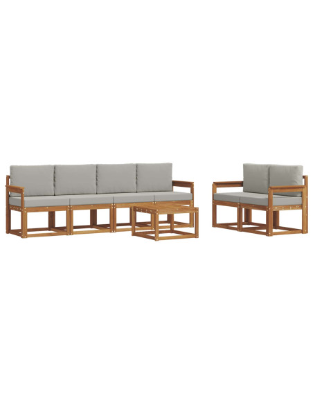 Set di divani da esterno 7 pcs Grigio Naturale e Chiaro