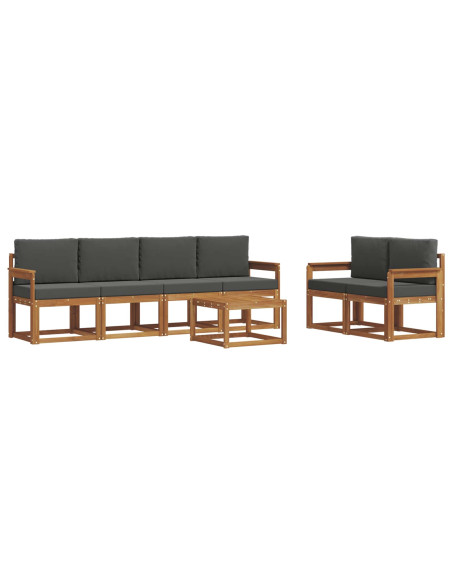 Set di divani da esterno con cuscino 7 pcs Naturale e Antracite
