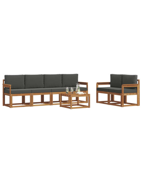Set di divani da esterno con cuscino 7 pcs Naturale e Antracite